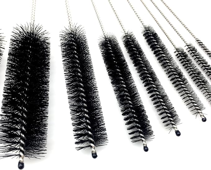 10 Piece Stainless Steel Straw Cleaning Brush Set - Durable Nylon Bristles - Multi-Size for Reusable Straws, Sippy Cups, and Narrow Neck Containers