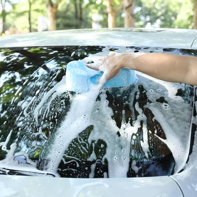 Car Wash Sponge, 5 Pack Extra Thick Large Colorful Cleaning Sponge | 8.7"X4.3"X2.4",Longer Lasting,No Scratch Surfaces,Multi-Purpose for Bathroom Kitchen Household