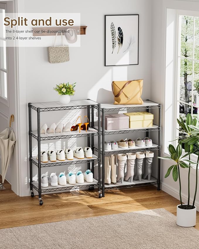 Golpart 8Tier Adjustable Storage Shelves Metal Wire Shelving Standing Shelf | Utility Heavy Duty Unit Rack Closet Organize for Home Kitchen Laundry Room Organization Pantry 12"Dx22"Wx72"H Black