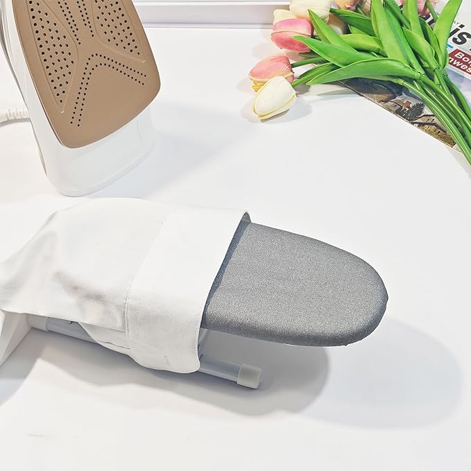 Mini Ironing Board Tabletop - Portable Folding Small Ironing Board with Black Velvet Drawstring Storage Bag, Compact Travel Iron Board for Sleeves, Collars and Small Areas