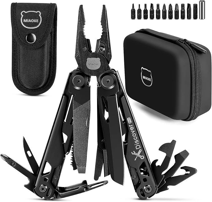 23 in 1 Multitool with Premium Gift Box, Cool Gadgets for Men (Black) | Include Screwdrivers Saw Screwdrivers Bottle Opener Pliers Camping Knife, Best Gift for Boyfriend Son Dad Him Husband