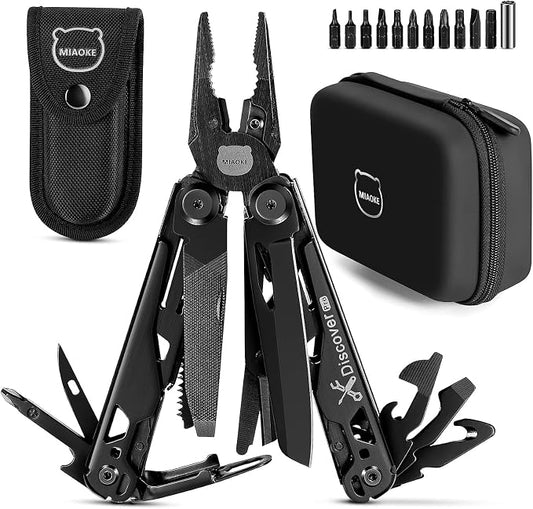 23 in 1 Multitool with Premium Gift Box, Cool Gadgets for Men (Black) | Include Screwdrivers Saw Screwdrivers Bottle Opener Pliers Camping Knife, Best Gift for Boyfriend Son Dad Him Husband
