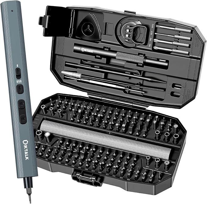 153PCS Precision Electric Screwdriver Set,Mini Magnetic Repair Kit with 140 S2 Bits,Rechargeable 3-Speed Electric Screwdriver,Manual&Electric Dual Mode,LED Light for iPhone,Laptop,PC,Electronics