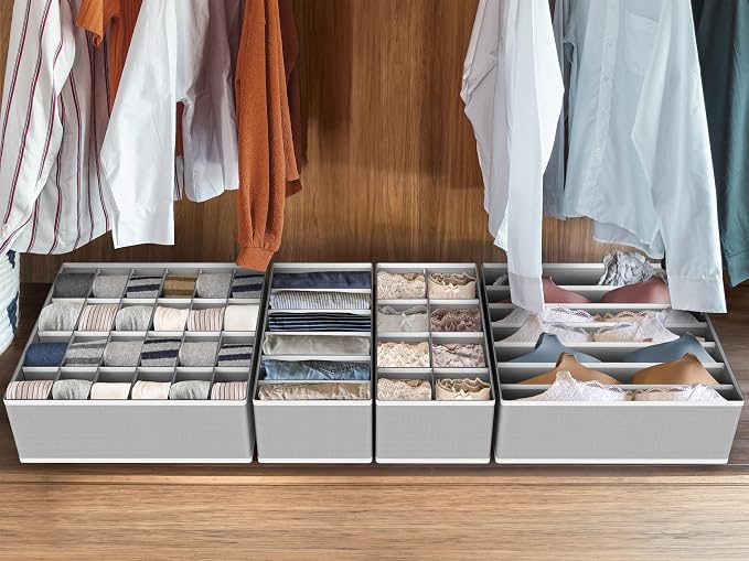 Simple Houseware Closet Underwear Organizer Drawer Divider Assorted 7 pcs | Gray