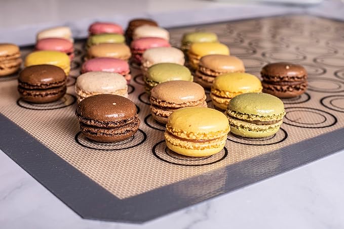 Macaron Silicone Baking Mats - Set of 2 - Full Size - 16 x 24 in (40 x 60 cm), Non-Stick Macaron Mat for Perfect Baking - Dishwasher & Oven Safe, Ideal for Macarons, Cookies, Bread, and More