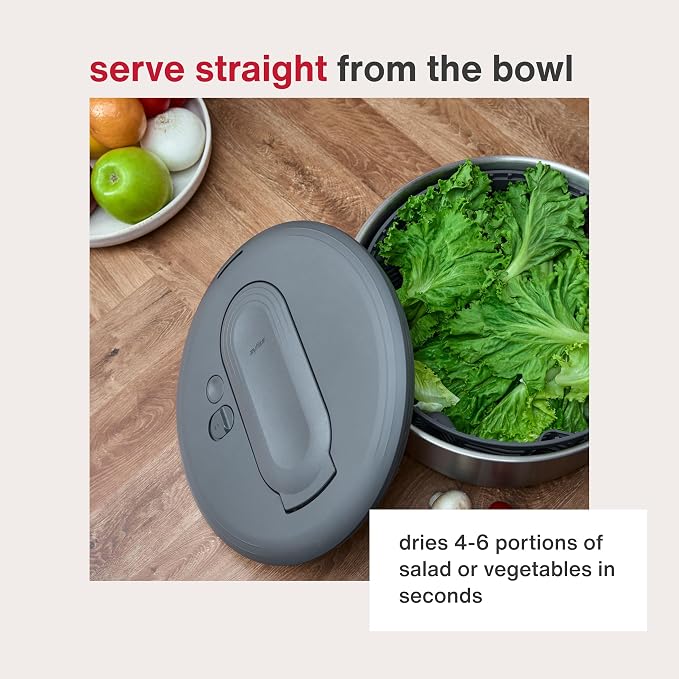 Zyliss Swift Dry Salad Spinner Large, 6L, Non-Slip Base, Serving Bowl, AquaVent™ Technology, One Handed Pump, Brake System, Easy to Clean