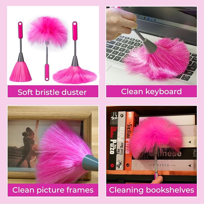CALBEAU Ceiling Fan Cleaner Duster with 60 inch Extension Pole, Dusters for Cleaning High Ceiling Fan Blades, Dusters Kit with Storage Bag, Cleaning Tools for Families (13pcs)