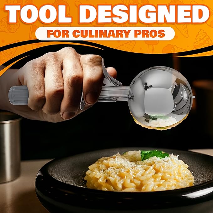 4 oz Large Ice Cream Scoop with Trigger Release #8 - Stainless Steel Cookie Scoop for Baking, Ice Cream & Cookie Dough, Comfort Grip Handle, Easy Release, Dishwasher Safe, Great as Mothers Day Gifts