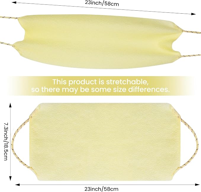 3 Pcs Double-Sided Back Exfoliator Body Scrub Towel, Exfoliating Back Scrubber with Handles,Exfoliating Washcloth Bath Tool in Shower, Stretchable Back Washer to Deep Cleans Skin (Beige)