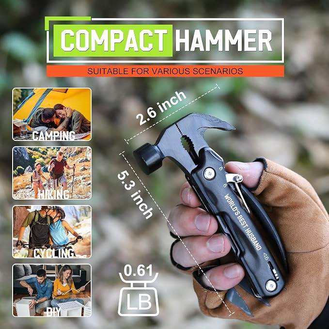 Gifts for Husband - Husband Him Gifts, Husbands Birthday Gift - Gift for Him from Wife, Christmas Husbands Stocking Stuffers - Valentines Day Fathers Day Presents for Him, Multitool Hammer