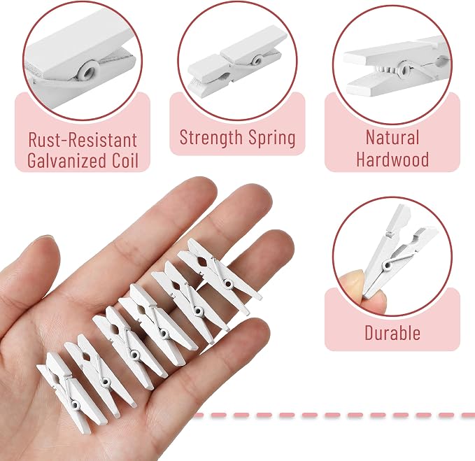 Mr. Pen- Mini Wooden Clothes Pins, 1.4 Inch, 132 Pack, Natural Wood Clips for Crafts, Classroom Projects, Hanging Photos, Chip Bags, Decoration, Rust Resistant Spring