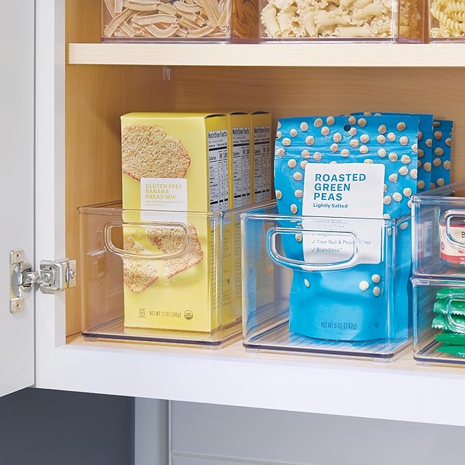 iDesign Stackable Clear Plastic Bin - Kitchen Organizers and Storage for Fridge and Pantry, 6-Pack