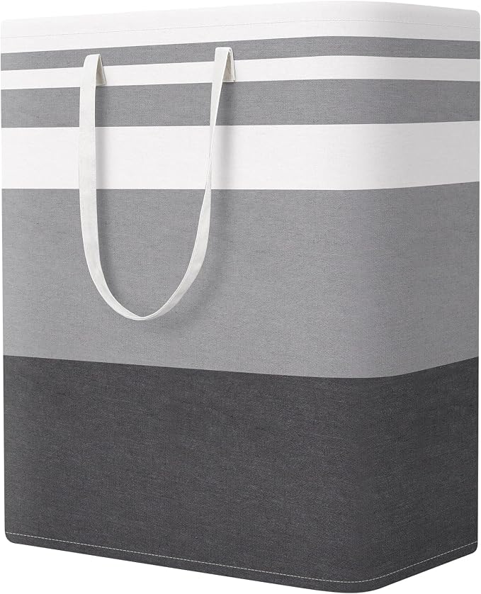 StorageRight Laundry Basket Hamper, 125L Collapsible Clothes Storage, Grey | Freestanding Clothes Hampers, Foldable design, with Easy Carry Handles, For Laundry, Bedroom, Dorm, Clothing, Towels, Toys