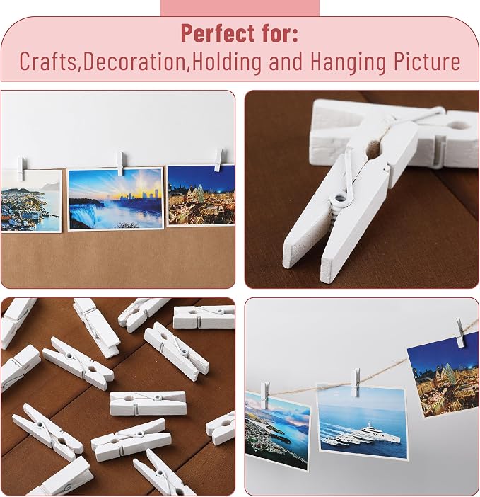 Mr. Pen- Mini Wooden Clothes Pins, 1.4 Inch, 132 Pack, Natural Wood Clips for Crafts, Classroom Projects, Hanging Photos, Chip Bags, Decoration, Rust Resistant Spring