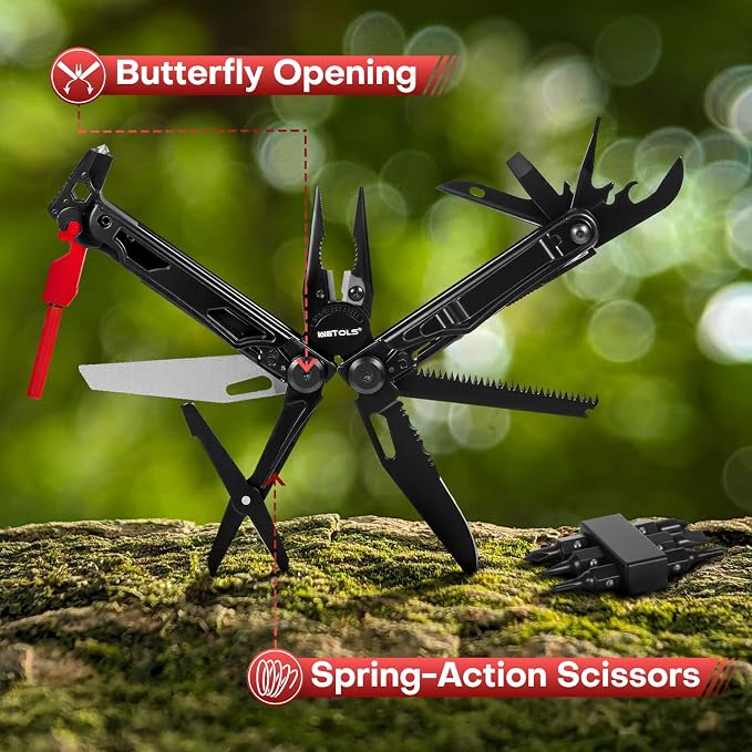 WETOLS Multitool with Pocket Knife, Stainless Steel Needle Nose Pliers | 27-in-1 Multi Tool with Screwdrivers, Self-locking EDC Gear with Sheath, Ideal for Survival, Outdoor, Camping