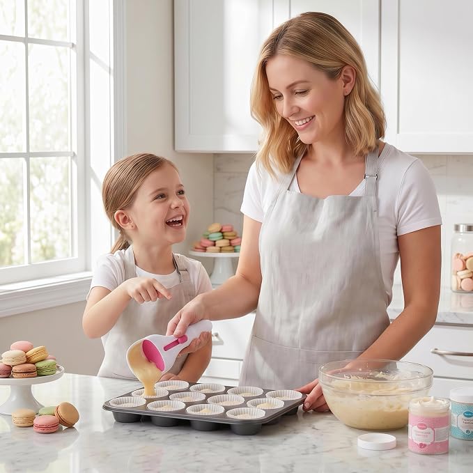 Cupcake Scoop Batter Dispenser, One Touch Slider Button Baking Tools Batter Separator for Even Portions Easy Clean Silicone Piston Ideal for Cupcakes Pancakes Muffins