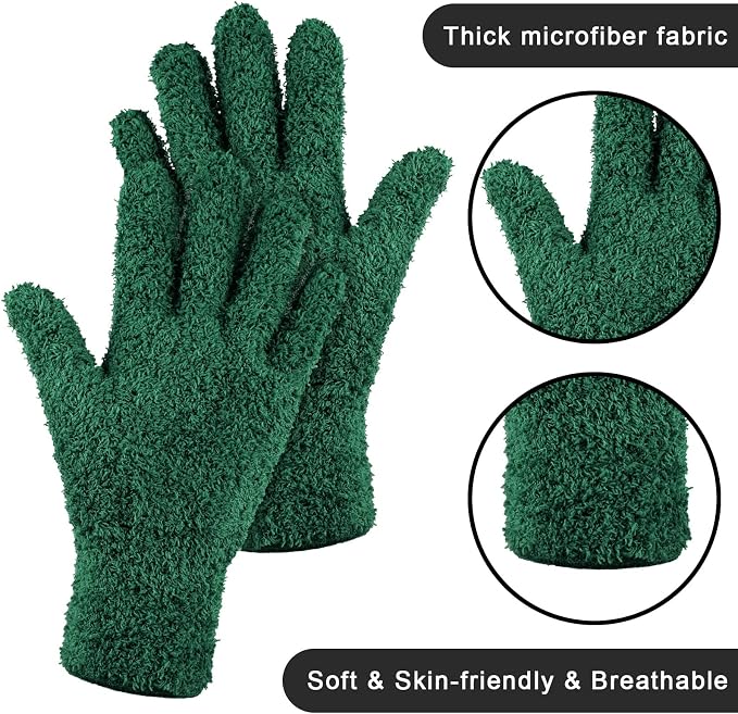 Patelai 3 Pairs Microfiber Plant Dusting Gloves Leaf Cleaning Gloves for Indoor Plants, Blinds, Furniture, House (Brown,Dark Green,Dark Red,Small)