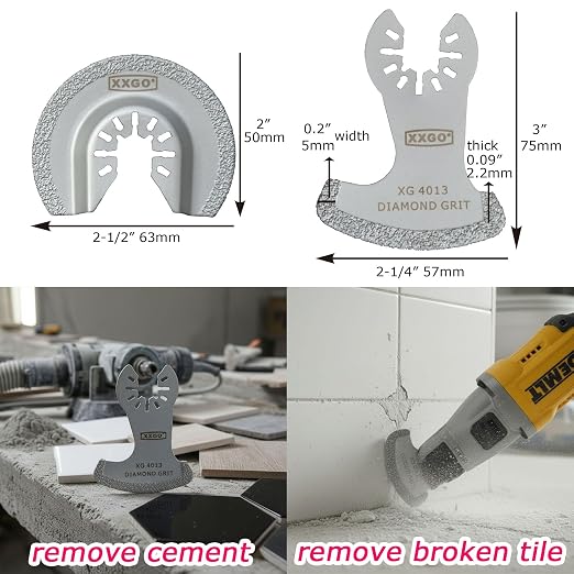 XXGO 6 Pcs Diamond Multi Tool Grout Removal Blade XG6002D | Grout Removing