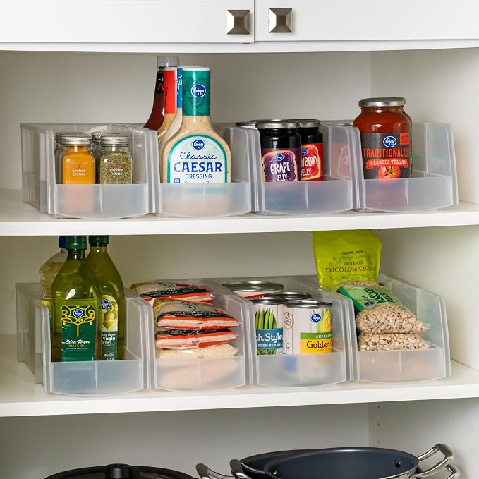 IRIS USA 8-Pack, Large Clear Stackable Storage Bins | Organize snacks, cans, coffee pods, craft supplies, and household essentials with clear visibility and easy access