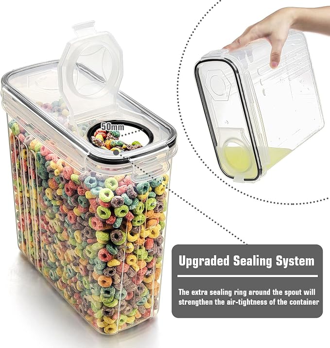 Wildone Airtight Food Storage Containers with Lids | 8pcs Plastic Kitchen and Pantry Organization Canisters for Cereal, Flour and Sugar, BPA Free, Includes 20 Labels, 2.5L/85.4oz