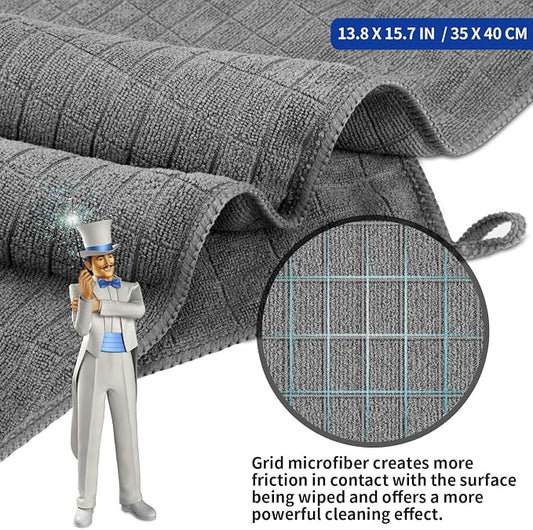 MR.SIGA Microfiber Cleaning Cloths, All Purpose Cleaning Towels, Pack of 6 | Ultra absorbent and soft microfiber towels for kitchen, car and household surfaces, Dark Gray, 35 x 40 cm(13.8 x 15.7 inch)