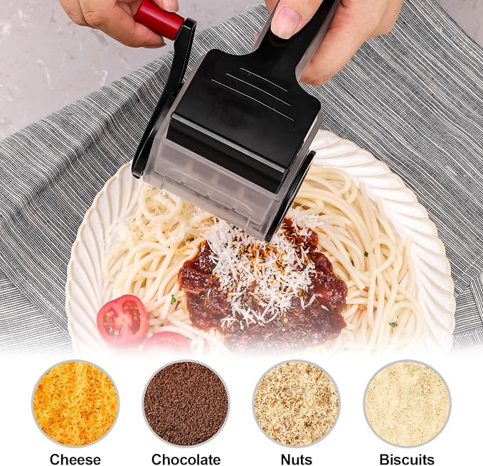 GDL Cheese Grater Hand Crank, Kitchen Rotary Grater Handheld, Dishwasher Safe Parmesan Cheese Grater with Stainless Steel Blade for Hard Cheese,Chocolate,Nuts, Black