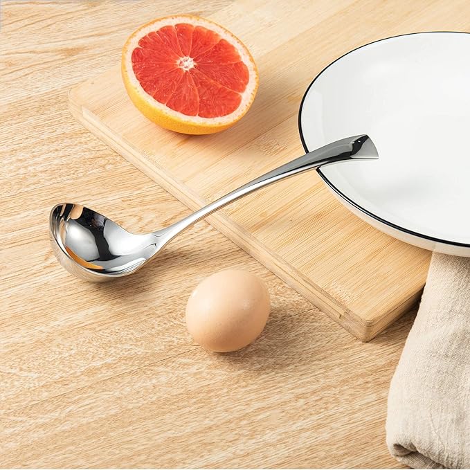 IMEEA 7.6-Inch Small Serving Ladle, 18/10 Stainless Steel Gravy Spoon for Sauce & Dressing