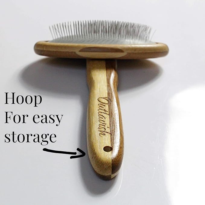 Sheepskin Brush Rug Wool Carpet Cleaner Bamboo Wire Slicker Carding, Unmats Fur & Restores Like New, Longer Prongs, Stronger Design, To Fluff Fleeces, Sherpa, Macrame & Faux Fur Blankets