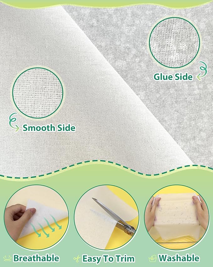 PLANTIONAL Woven Cotton Iron-On Fusible Interfacing: 10.6 inch X 10 Yards White Heavy Weight 100% Cotton Single-Sided Interfacing for t-Shirt Quilts Blouses Dress Shirts Collars DIY Crafts Supplies