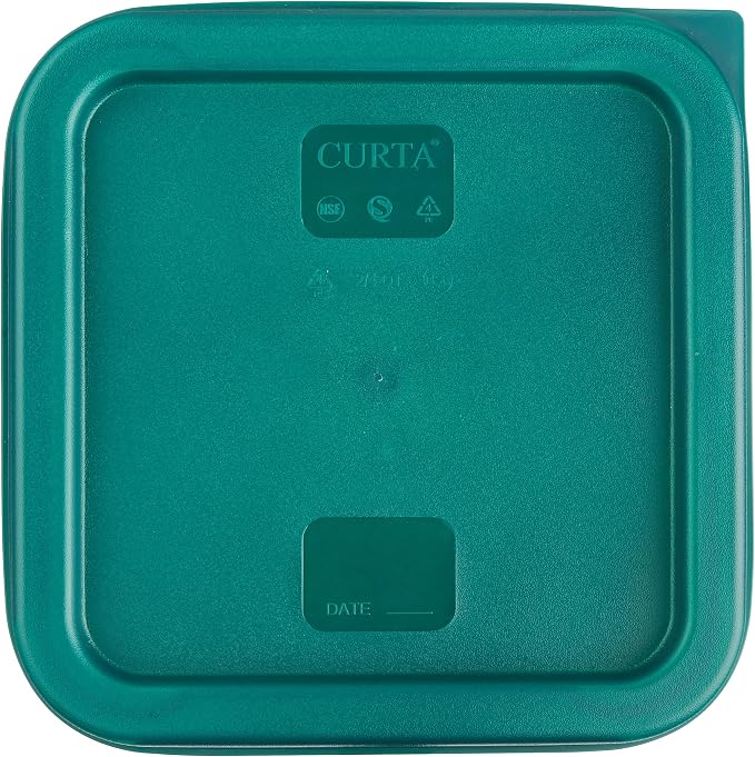 CURTA 4-Pack Food Storage Containers with Green Lids - 2 Qt & 4 Qt Square Clear Polycarbonate - NSF Listed, Commercial Grade, Freezer & Dishwasher Safe, Stackable