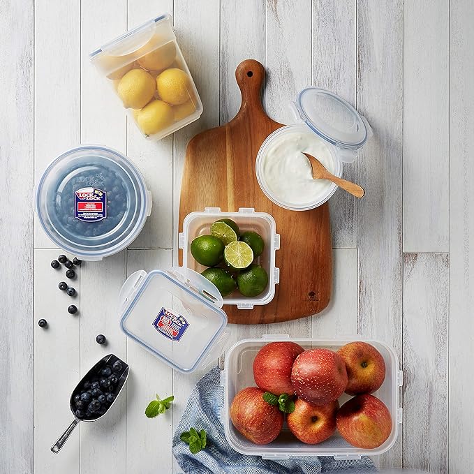 LOCK & LOCK Easy Essentials Storage Food Storage Container Set / Food Storage Bin Set - 4 Piece, Clear