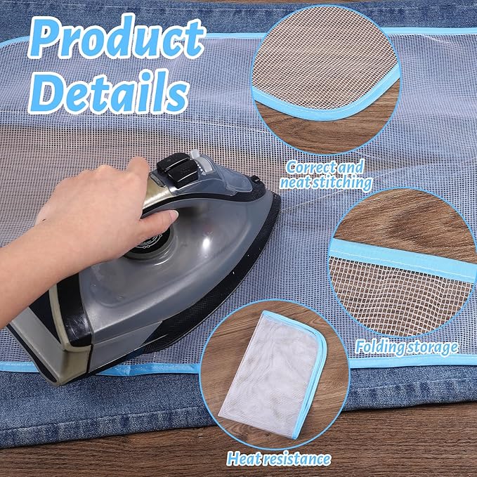 4 Pack Pressing Cloth for Ironing, Ironing Cloths to Protect Clothes Pressings Cloth, Durable Iron Clothes Protector for Ironings, Polyester Mesh Iron Pressing Mat for Easy Irons Sewing