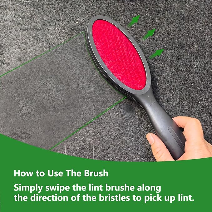 2-Sided Lint Remover Brush, Reusable Hair & Lint Cleaning Tool for Clothes, Carpet and Sheets, Black/Red