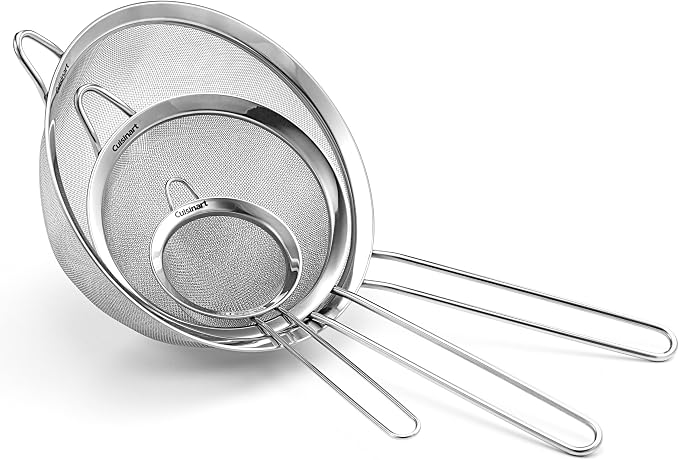 OXO Good Grips Salad Spinner, Large & Cuisinart CTG-00-3MS Set of 3 Fine Mesh Stainless Steel Strainers