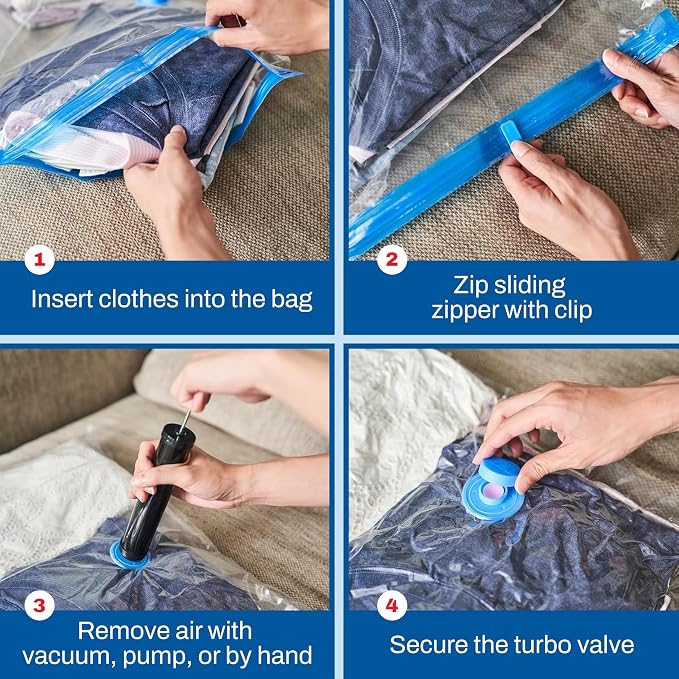 Spacesaver Small Vacuum Storage Bags for Comforters, Blankets & Clothes – Vacuum Sealed Compression Bags with Hand Pump – Space Saver Storage Bags for Bedding, Moving, Travel & Organization (10 Pack)