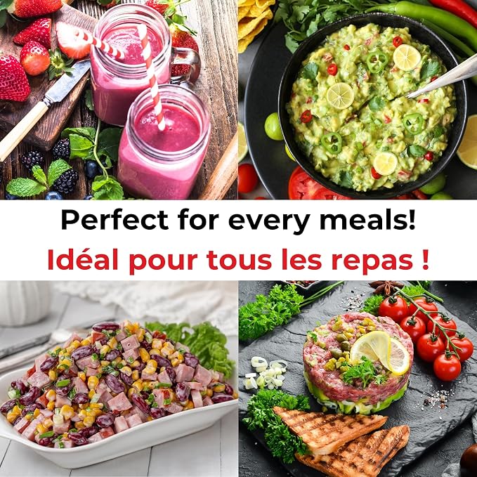 Starfrit Pull Chopper - Multi Purpose Manual Food Processor - Three Blade System for a Faster Cut - From Large Chunks to Purée - Self-Retracting Cord - Fruits, Vegetables, Meats and Crushes Ice