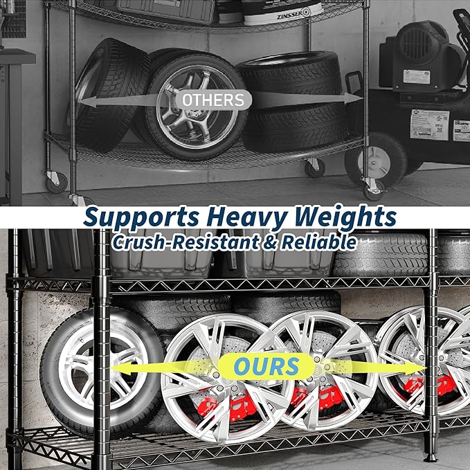Garvee 70.8" W Storage Shelves Metal Shelving Unit Heavy Duty for Pantry