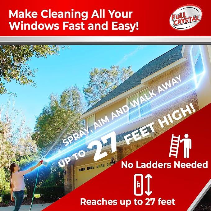 Full Crystal Window Cleaner, Bottle + 16oz Powder, Cleans Up to 80 Windows