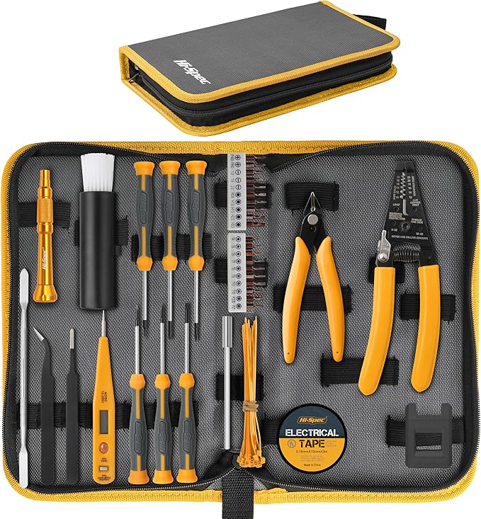 Hi-Spec Electronics Repair & Opening Tool Kit for Laptops Phones Devices | 39pc, everyday fixes made easier, organized portable storage, beginner-friendly selection, apartment and office tasks, tidy