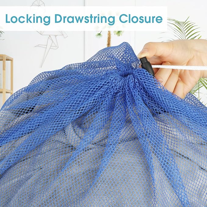 2 Pack Mesh Laundry Bags 23x34 Inch Drawstring Locking for Travel Home | Mesh bags with locking drawstring, Tear-resistant for blankets & towels, Lightweight foldable for travel/dorm