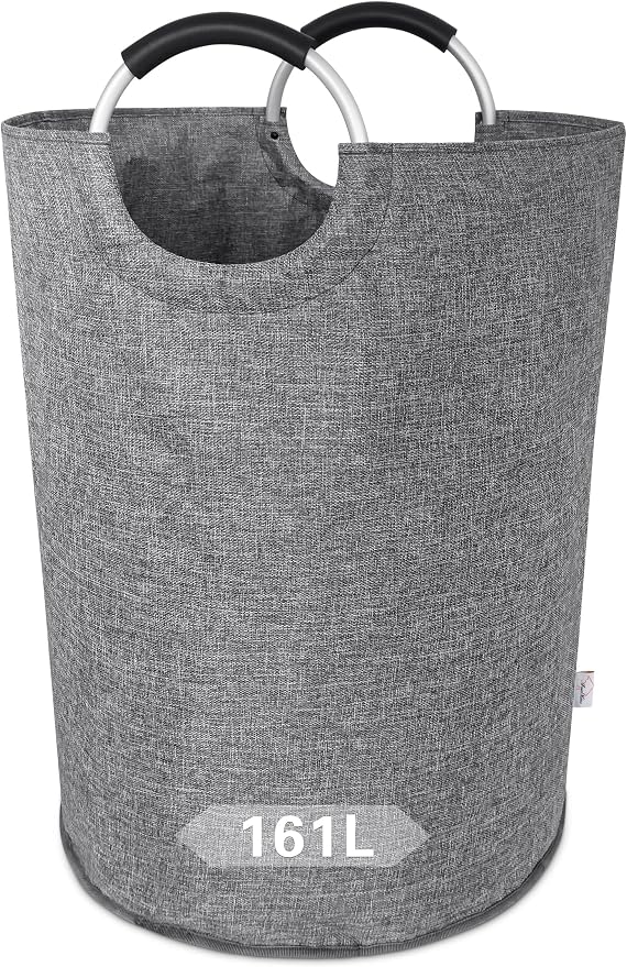 Oversized Laundry Basket, Huge Laundry Hamper Bag with Handles, 160L Grey | Freestanding Tall Dirty Clothes Hamper, Collapsible and Portable Laundry Bin for Dorm and Bedroom, Thick Double layer Fabric