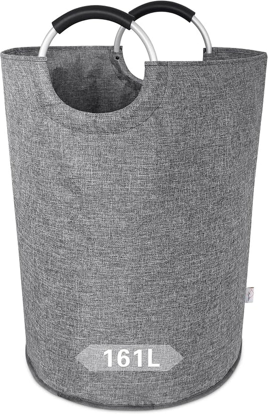 Oversized Laundry Basket, Huge Laundry Hamper Bag with Handles, 160L Grey | Freestanding Tall Dirty Clothes Hamper, Collapsible and Portable Laundry Bin for Dorm and Bedroom, Thick Double layer Fabric