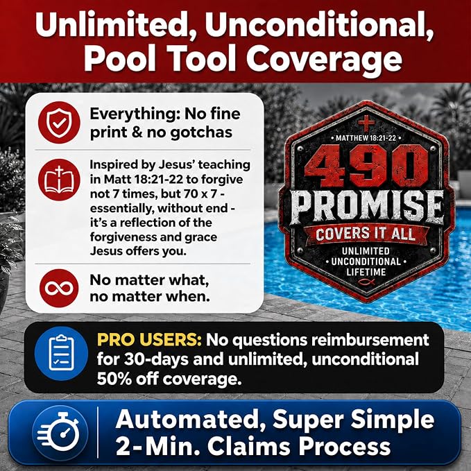 ProTuff 22" Pool Brush Head – 12 Pack – Lifetime 490 'Promise – Sturdy Bristles, Tough on Algae, Dirt & Grime – Cleans 3X Faster – Extra-Wide Pool Scrubber Brush with Pole Attachment Option