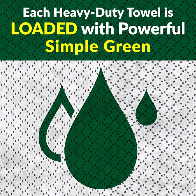 Simple Green Professional Grade Heavy-Duty Cleaning and Degreasing Towels, All-Purpose Cleaning Wipes, 75 count (Pack of 2)