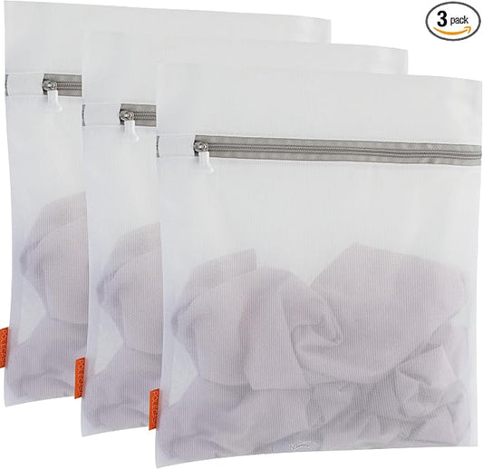 Mesh Laundry Bags 3 Pack (Large, 16 x 20") | Durable Zipper, For Delicates, Lingerie, Bras, Underwear, Protect Garments in Washing Machine