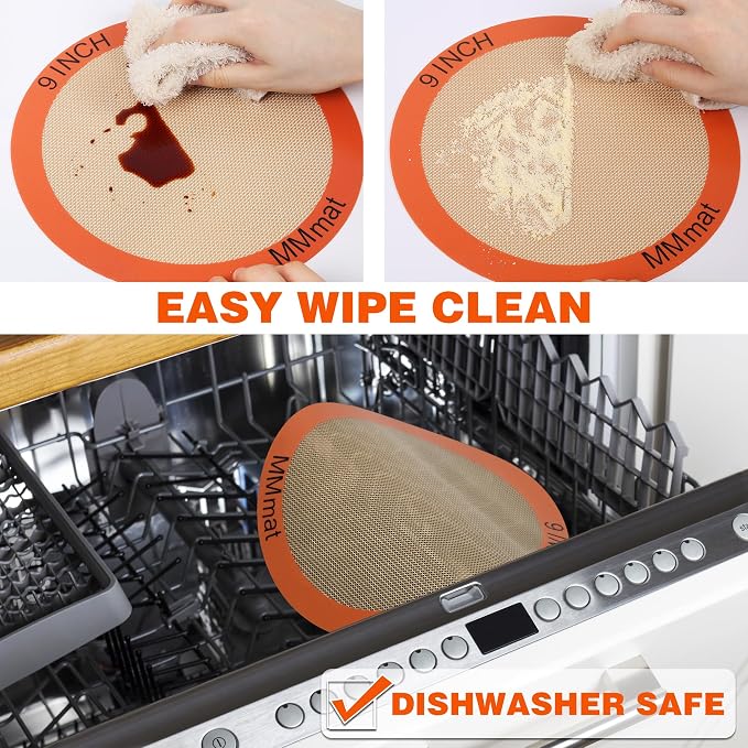 Silicone Baking Mats Set of 2 Round Non-Stick Reusable Air Fryer Linner - Best German Silicone - 12 inch