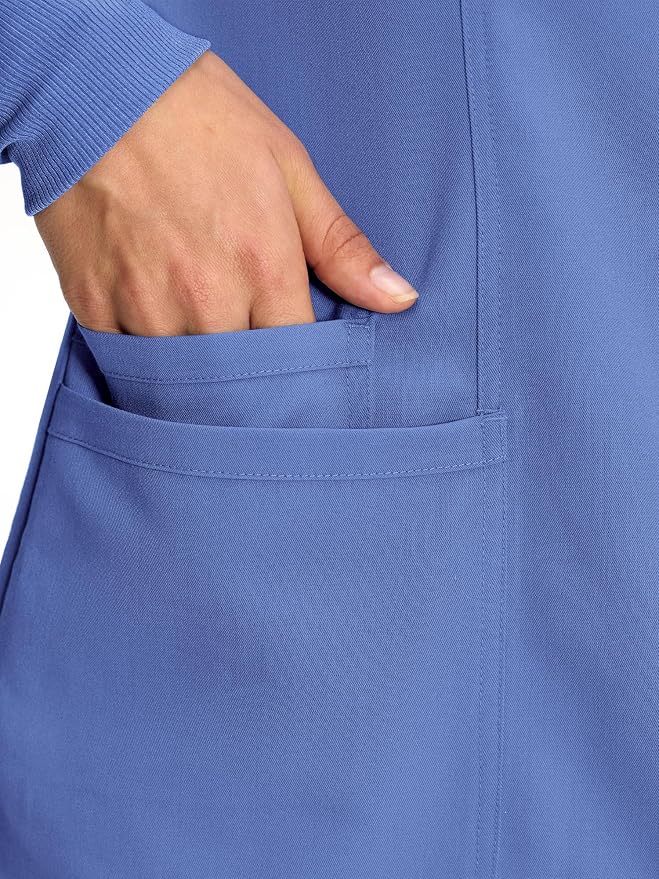 COZYFIT Scrub Jackets for Woman, Snap Front Nurse Jacket | 3 Pockets, Soft Fabric Layer, Easy Shift Layer, Easy Care, For Nurses, Clinics, Daily Medical Uniforms, Shift Wear