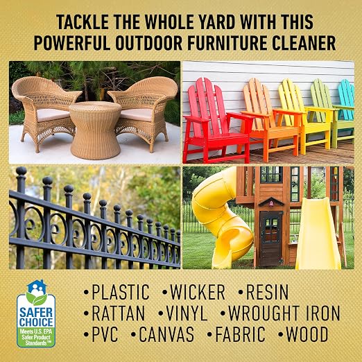CLR Brands Outdoor Furniture Cleaner, 26 oz. Spray Bottle | Cleans Outdoor Surfaces, Removes Dirt and Grime from Fabric, Wood, Wicker, PVC, Plastic and More