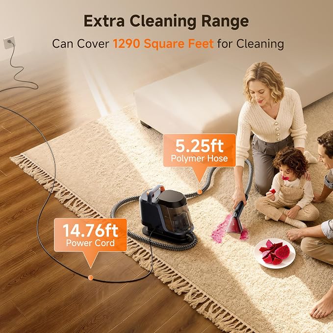 Uwant 18Kpa Upholstery Cleaner Machine with Pet Pro Solution&Tools | Portable Carpet Cleaner with 3 Brush Heads for Cars, Pets 2in1 Carpet Cleaner Machine for Spot, Rugs, Couch
