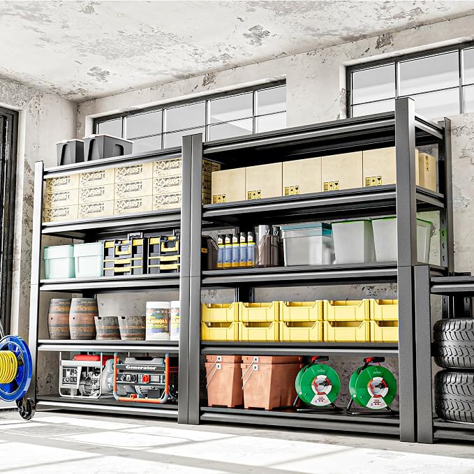 OLLRRACT Garage Shelving Unit, Heavy Duty 5 Tier Storage Shelf, Industrial Utility Shelving, Durable Metal Shelf Organizer, Metal Garage Shelving Heavy Duty 16" D x40 W x78 H（2 Pieces）